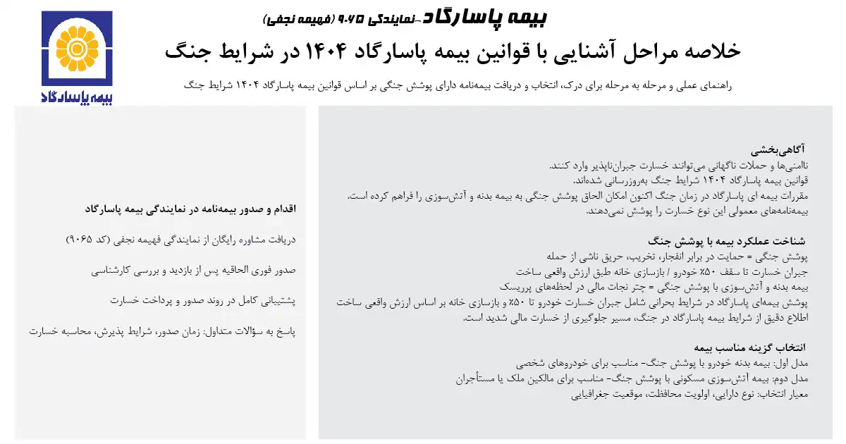 قوانین بیمه پاسارگاد 1404 شرایط جنگ