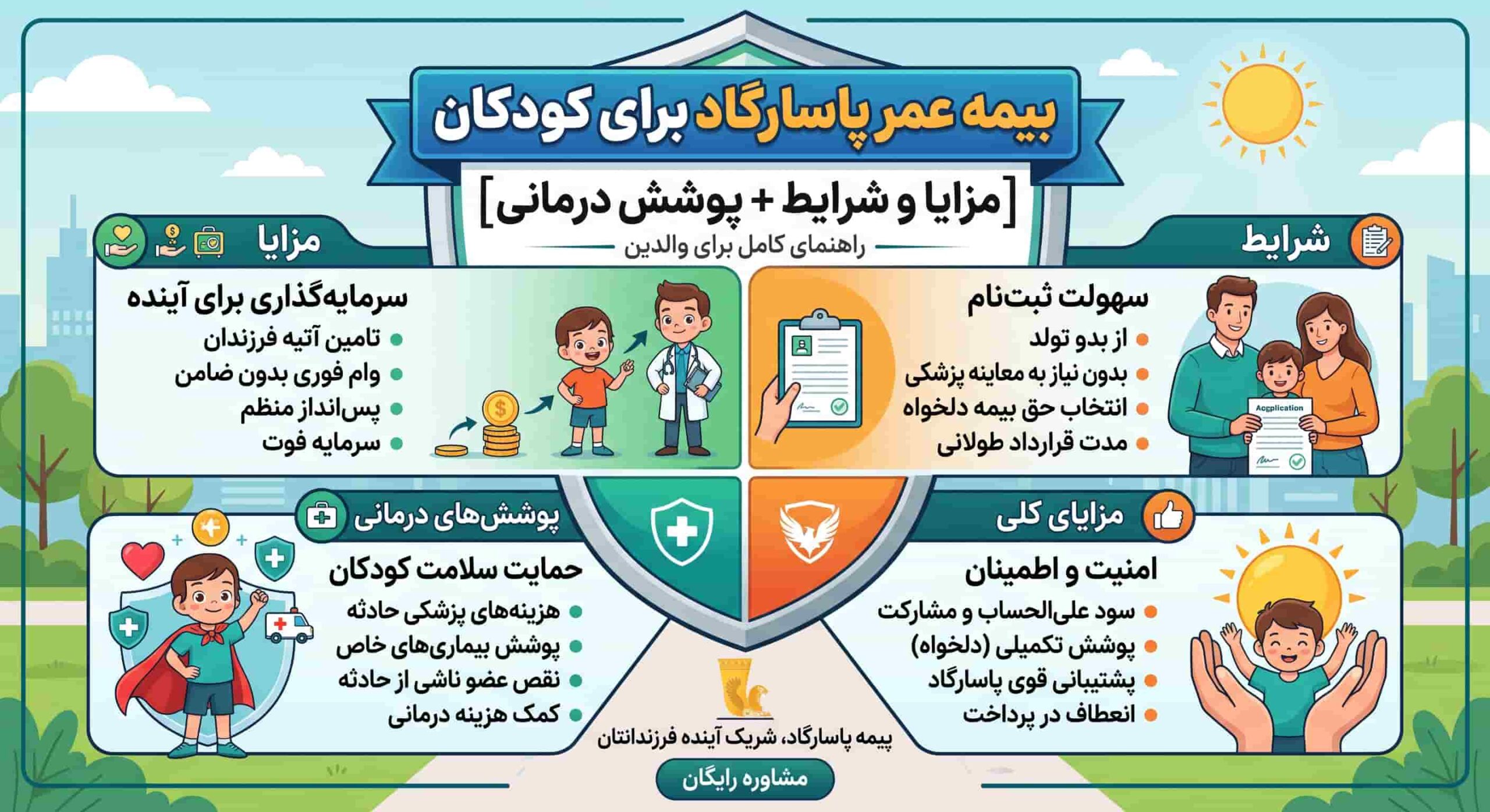 خرید بیمه عمر پاسارگاد برای کودکان [مزایا و شرایط + پوشش‌ درمانی]